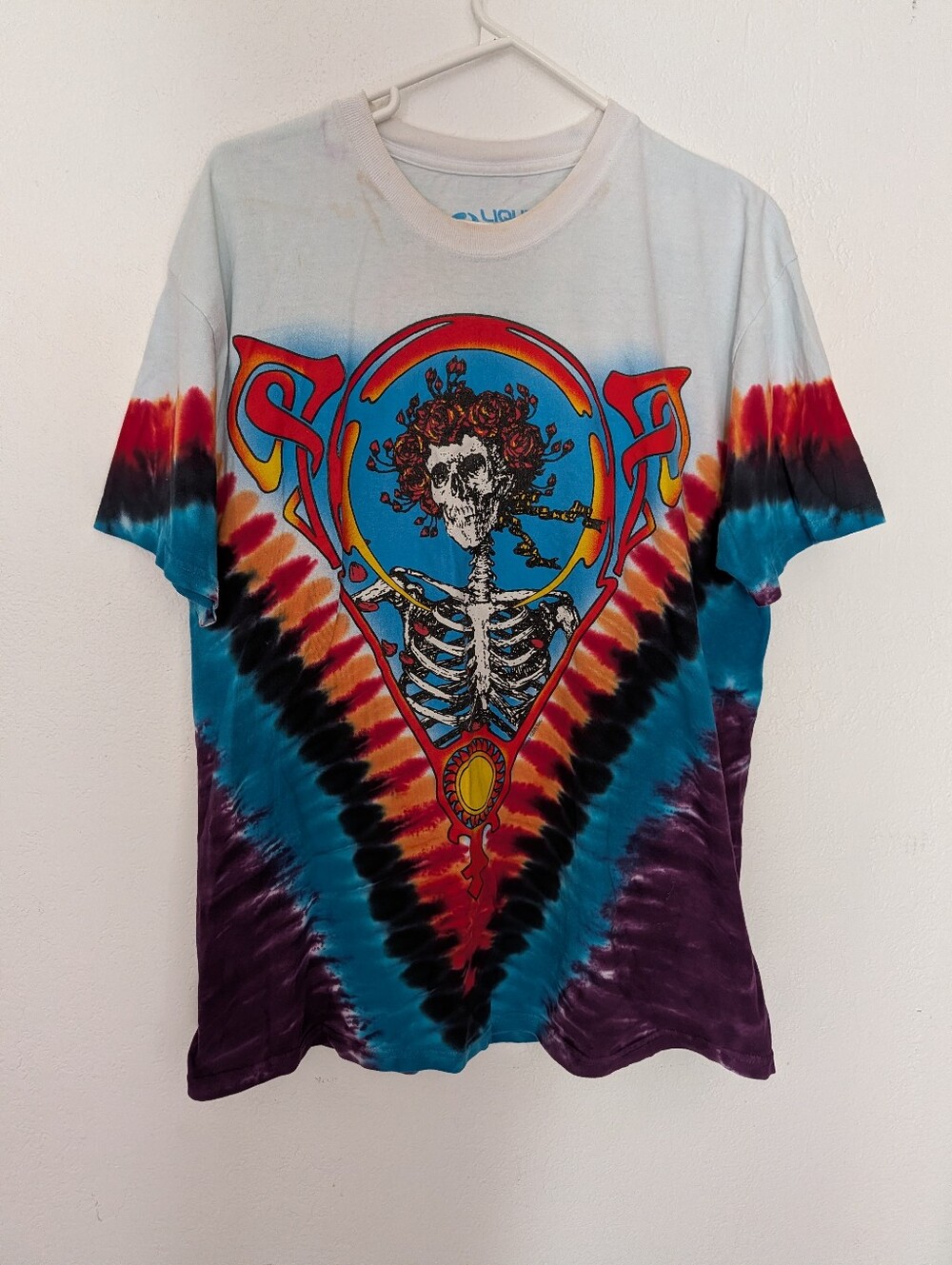 Grateful Dead Music Bertha V Tie Dye Liquid Blue T Shirt Size Large Pre Owned
